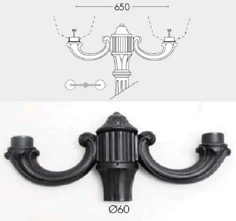 Consola pentru felinar Fumagalli Ofir 2L (Black)