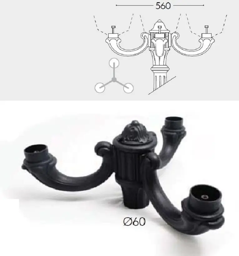 Consola pentru felinar Fumagalli Ofir 3L (Black)