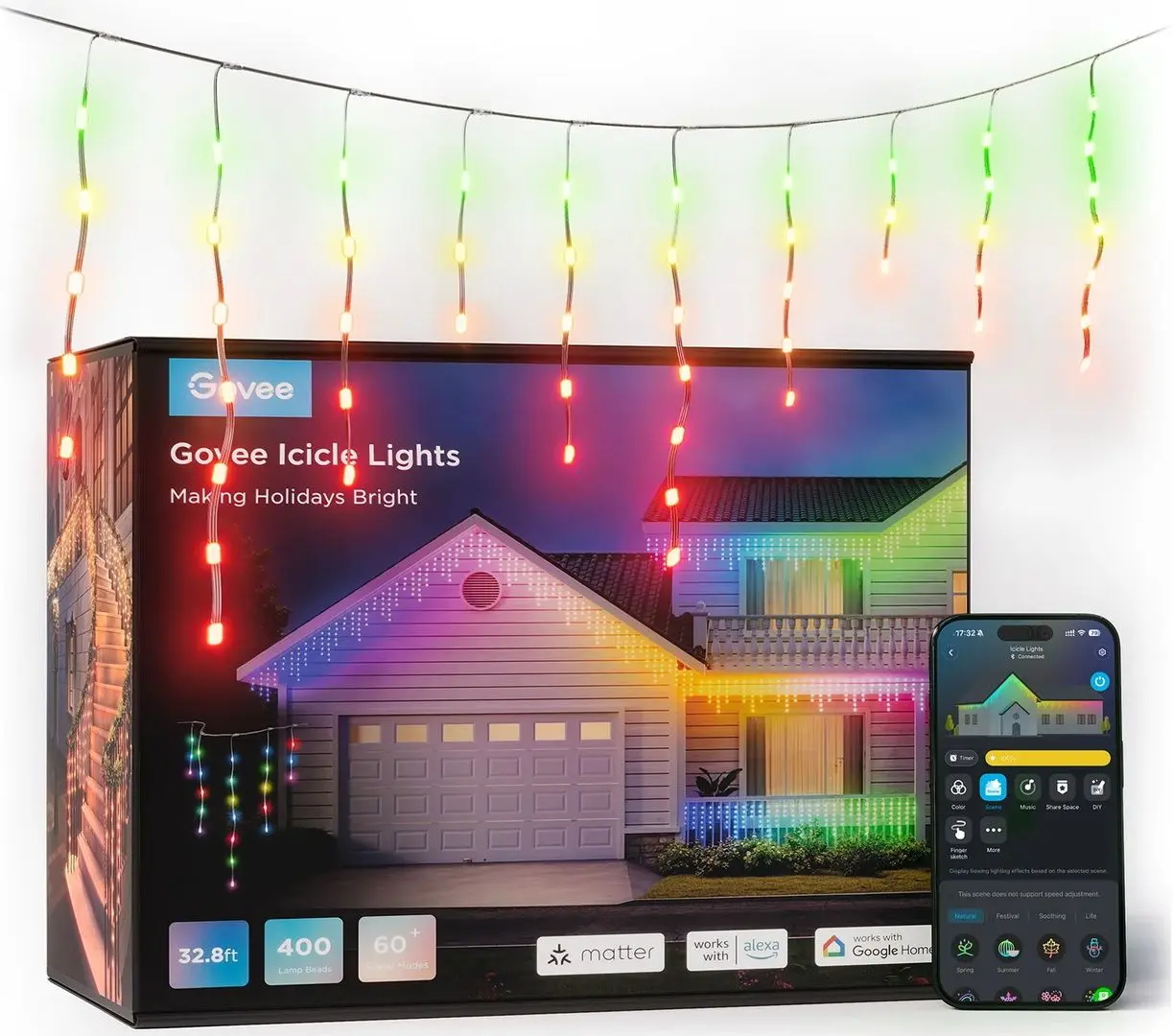 Гирлянда светодиодная Govee Icicle Lights RGBIC H70D1