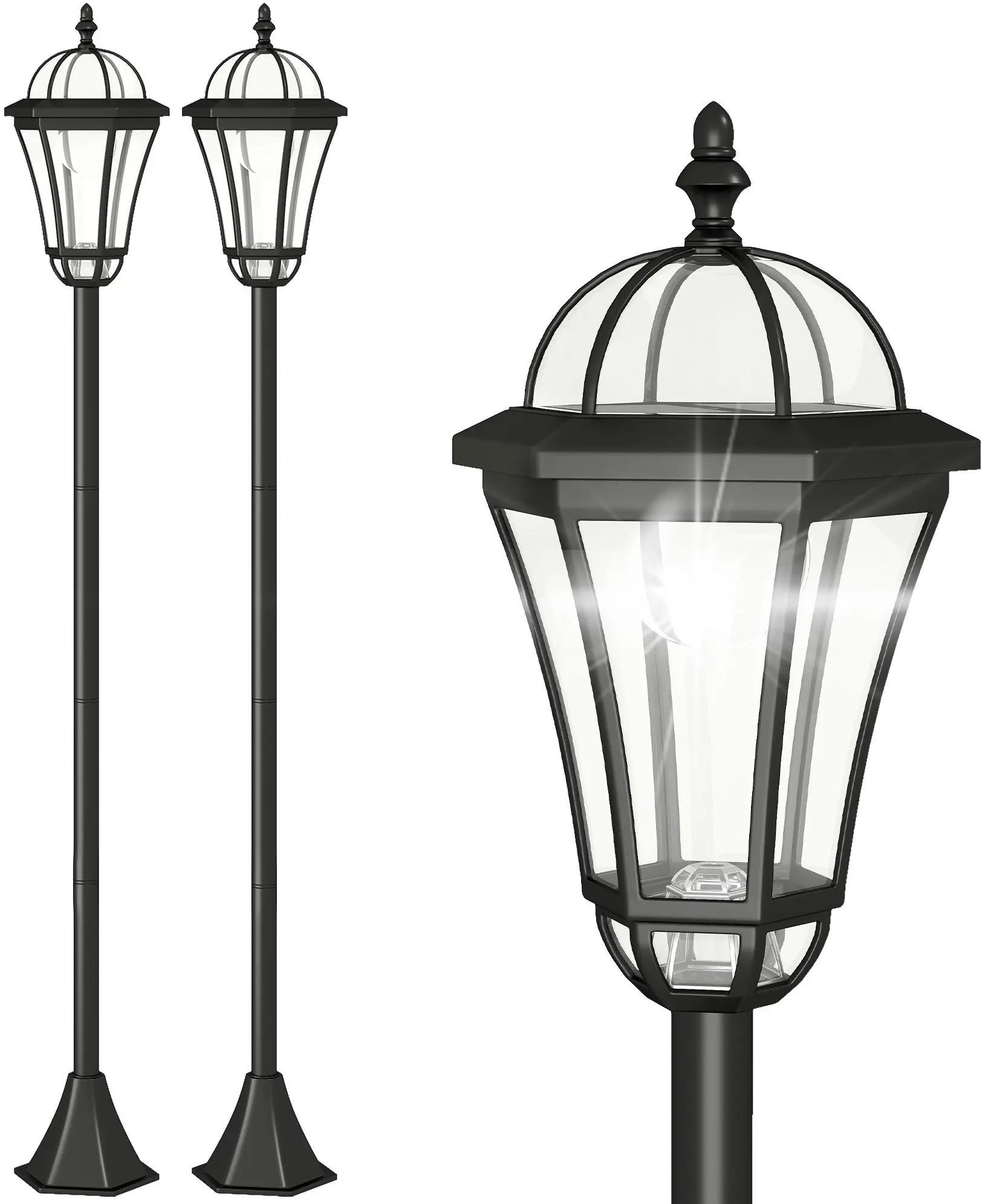 Set felinare de gradina cu baterie solara Outsunny B30-005 (Black) - 2