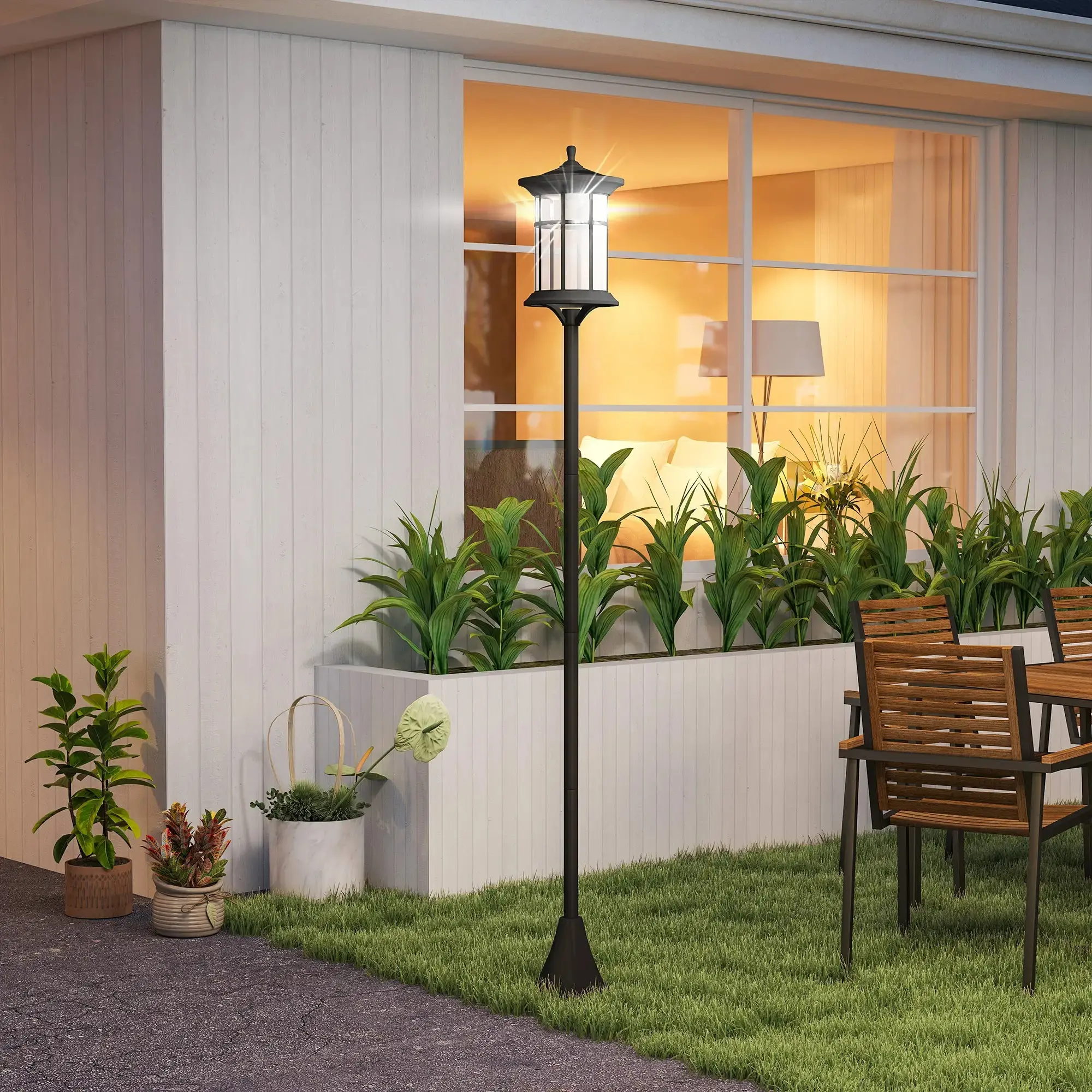 Set felinare de gradina cu baterie solara Outsunny B30-054V01BK (Black) - 4