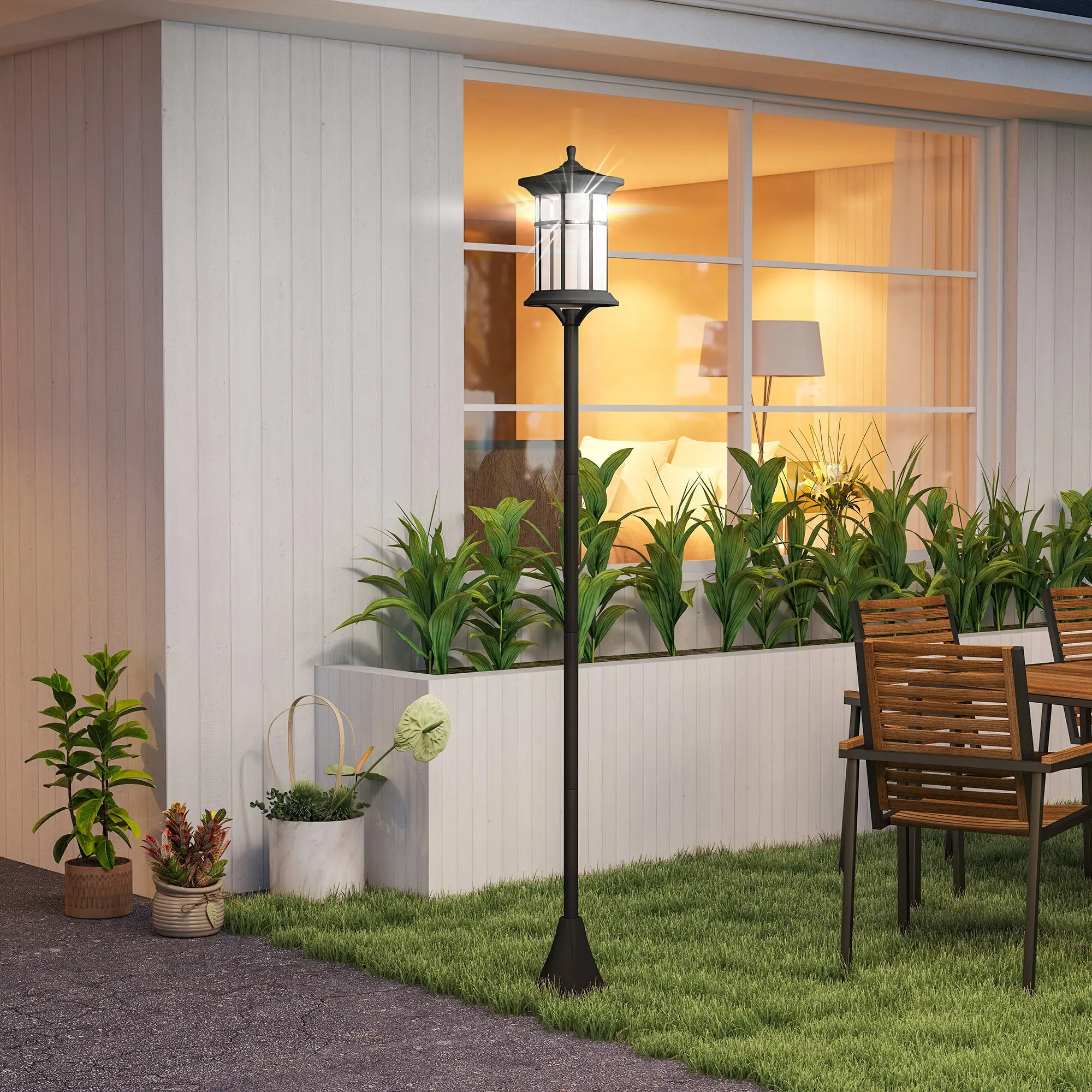 Set felinare de gradina cu baterie solara Outsunny B30-054V01BK (Black) - 6