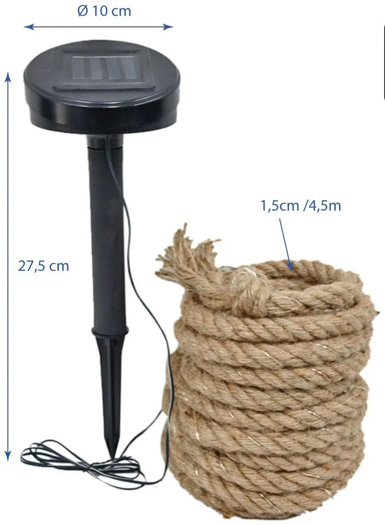 Джутовый канат с солнечной лампой Saska Garden 1021003 4.5m (Brown/Black) - 9