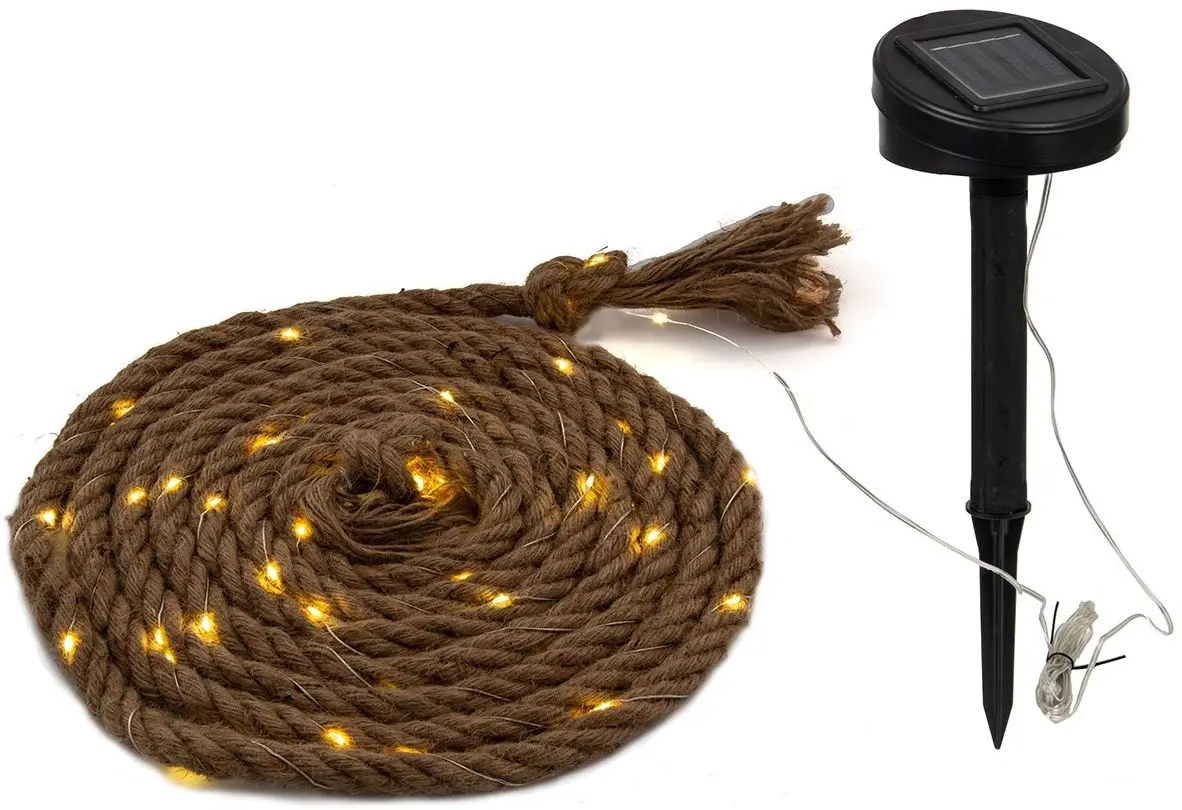 Джутовый канат с солнечной лампой Saska Garden 1021003 4.5m (Brown/Black)