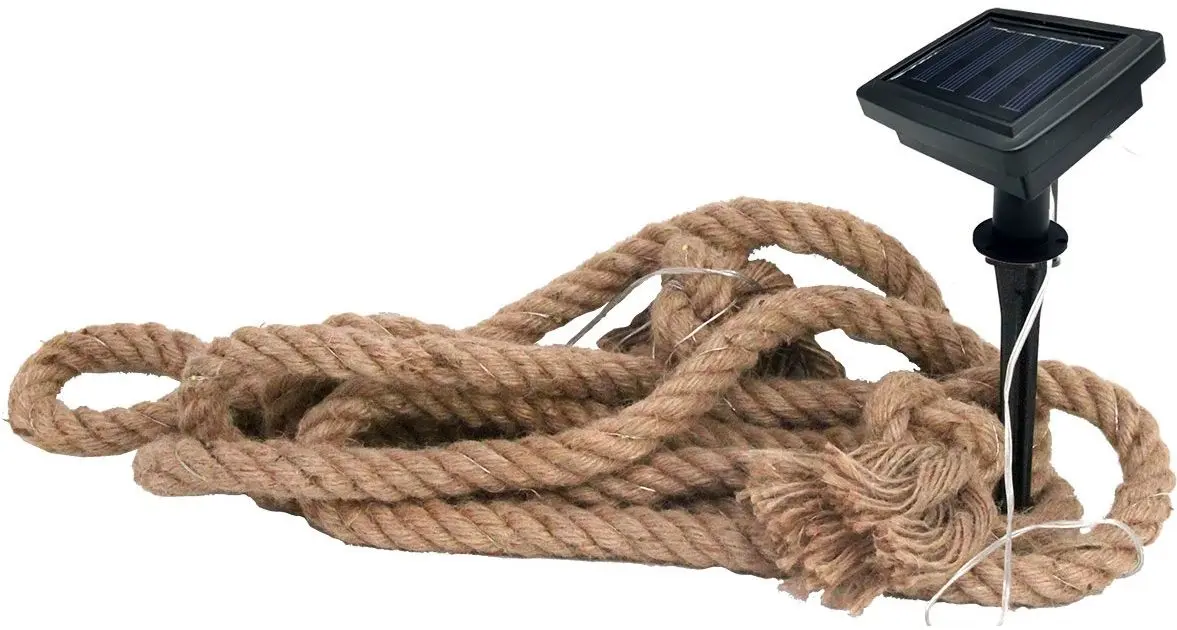 Джутовый канат с солнечной лампой Saska Garden 1032498 8m (Brown/Black) - 10