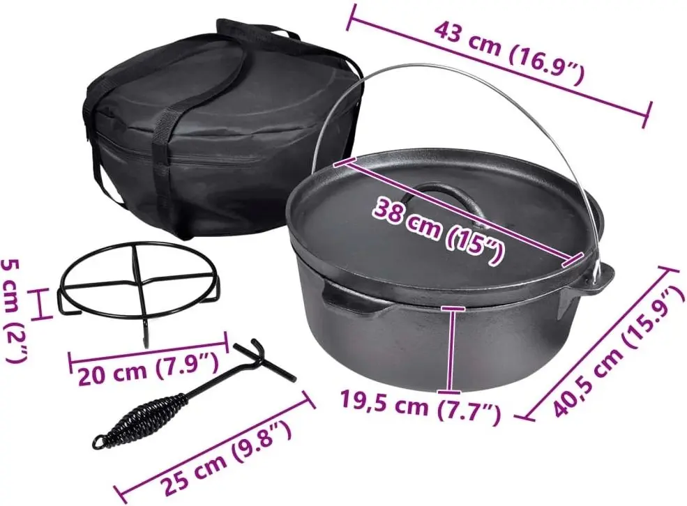 Cazan cu capac VidaXL 41564 (Black)