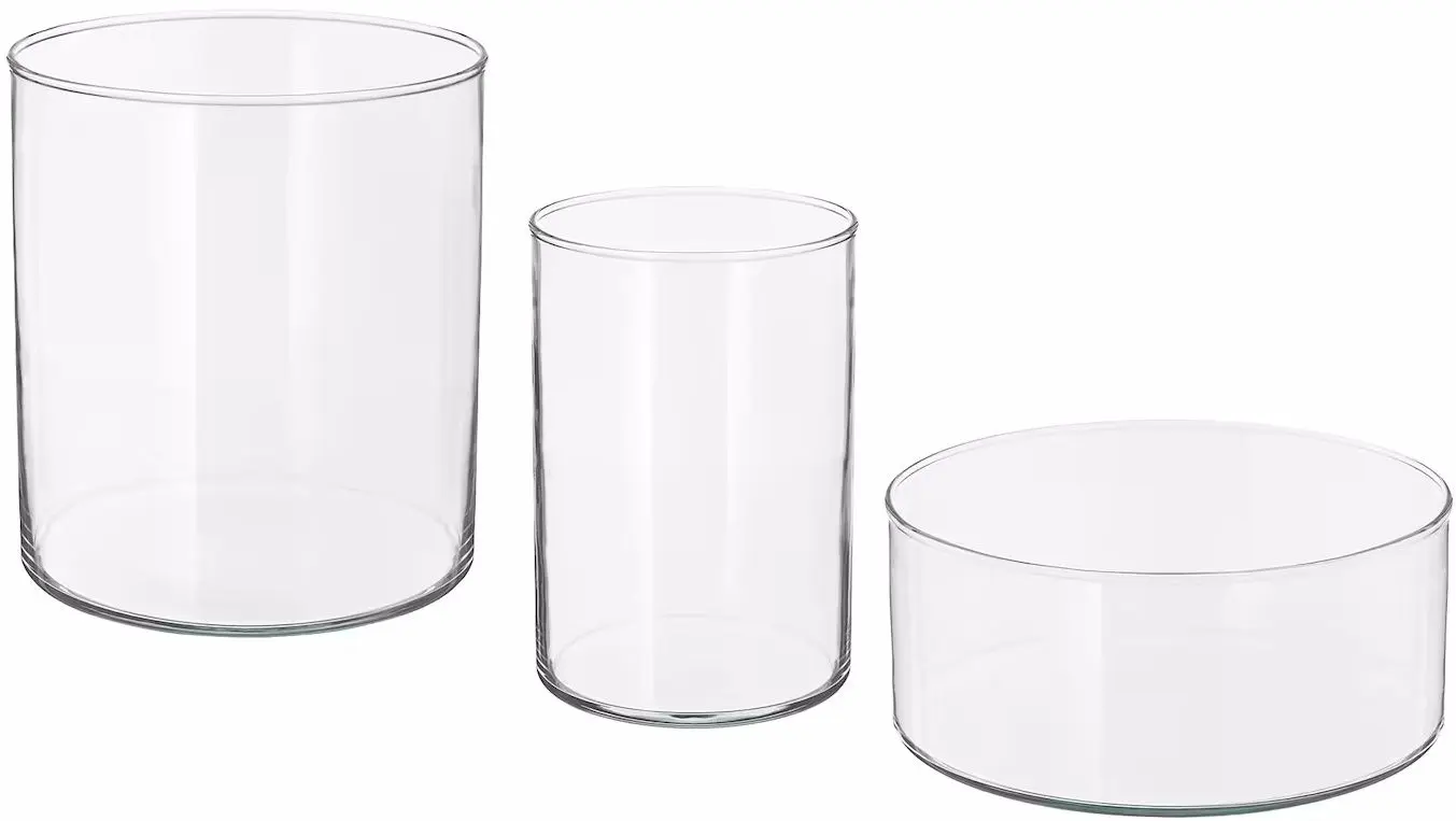 Set de vaze Ikea Cylinder sticla/3buc (Transparent)