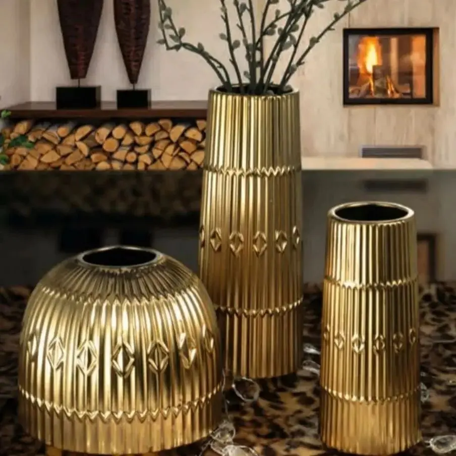 Vaza Tognana Andrea Fontebasso Cer-Amica Oro 41x15cm (Gold) - 3