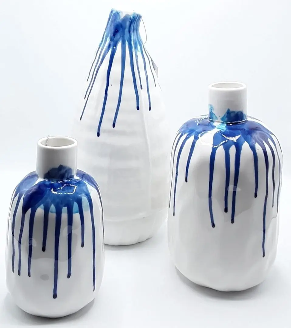 Vaza Tognana Andrea Fontebasso Magma 35cm (White/Blue)