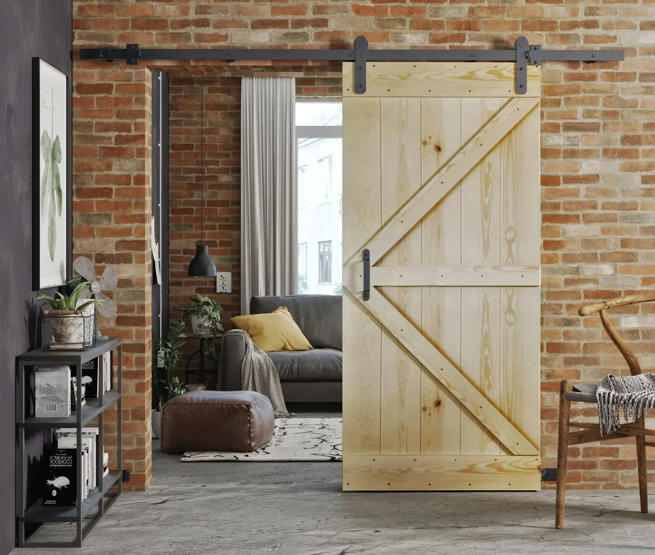 Дверь раздвижная Prime Furniture Loft Green 1000mm (Natural/Black)