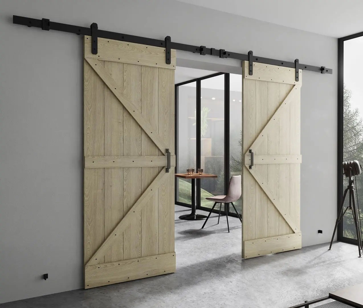 Дверь раздвижная Prime Furniture Loft Green Duo 2120mm (Natural/Black)