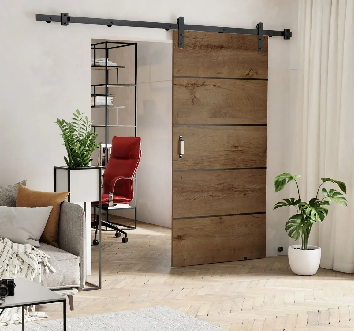 Дверь раздвижная Prime Furniture Loft Lorni Plus 900mm (Dark Ash)