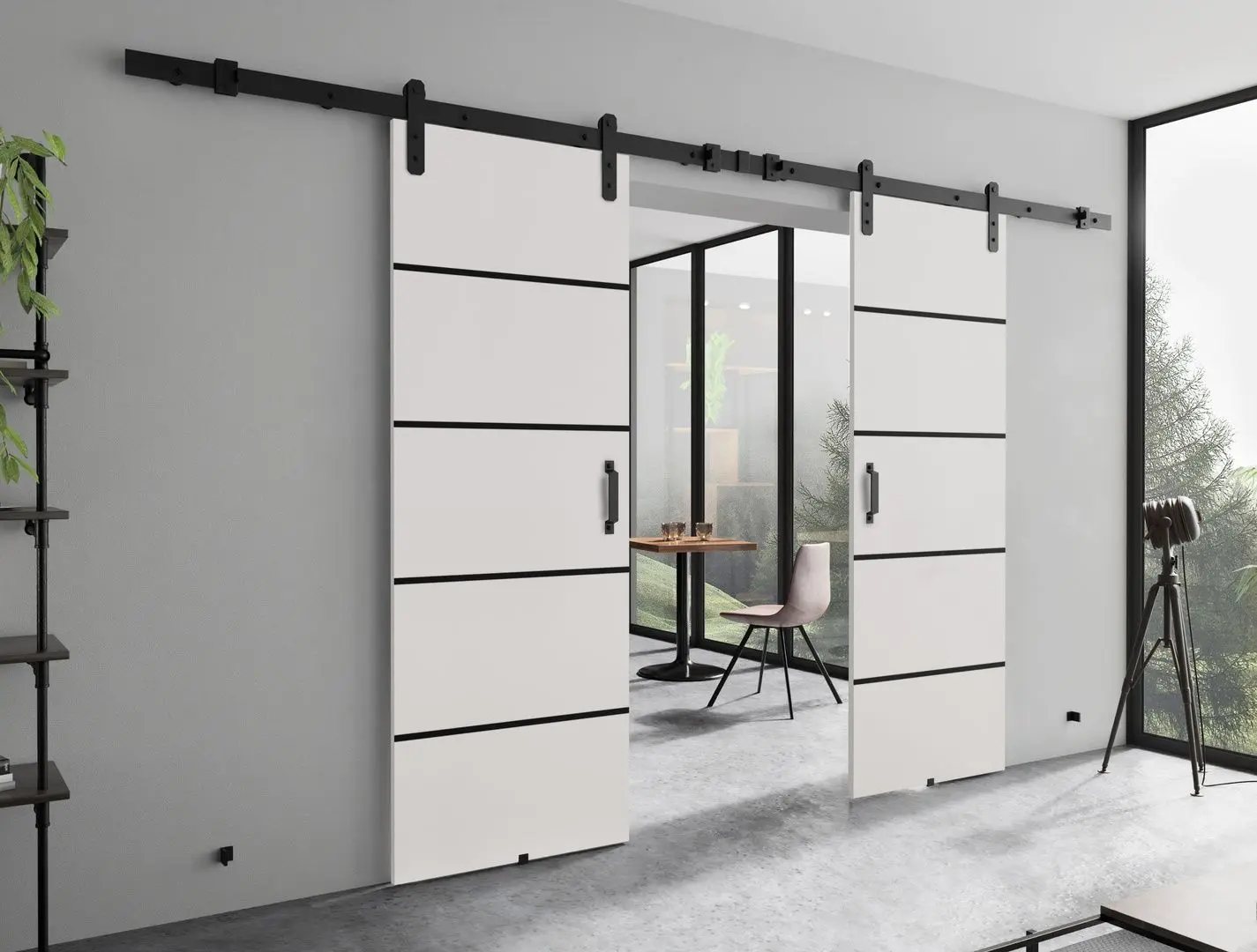 Дверь раздвижная Prime Furniture Loft Lorni Plus Duo 1320mm (White/Black)