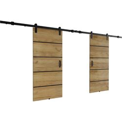 Дверь раздвижная Prime Furniture Loft Lorni Plus Duo 2120mm (Craft Oak Golden/Black) Thumb