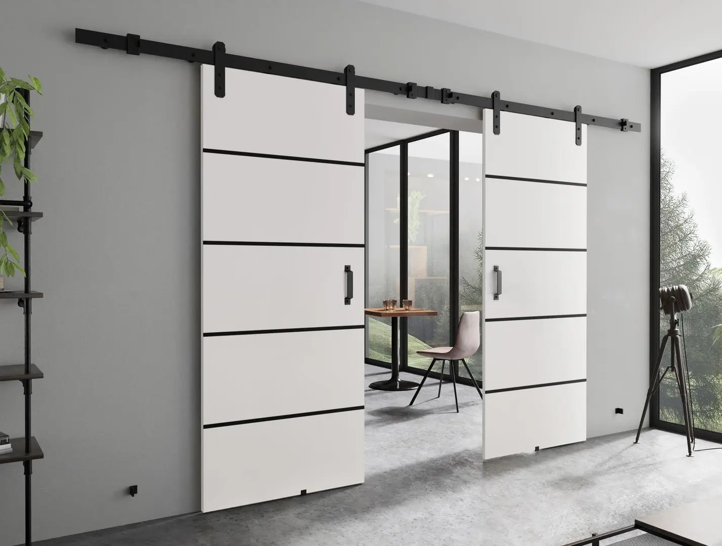 Дверь раздвижная Prime Furniture Loft Lorni Plus Duo 2120mm (White/Black)