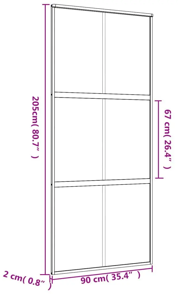 Дверь раздвижная vidaXL 155155 900mm (Gold/Transparent)