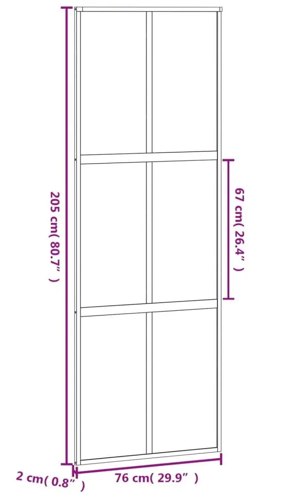 Дверь раздвижная vidaXL 155207 760mm (Black/Matte) - 6