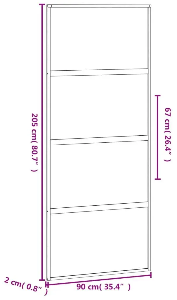 Дверь раздвижная vidaXL 155220 900mm (Black/Transparent/Matte)