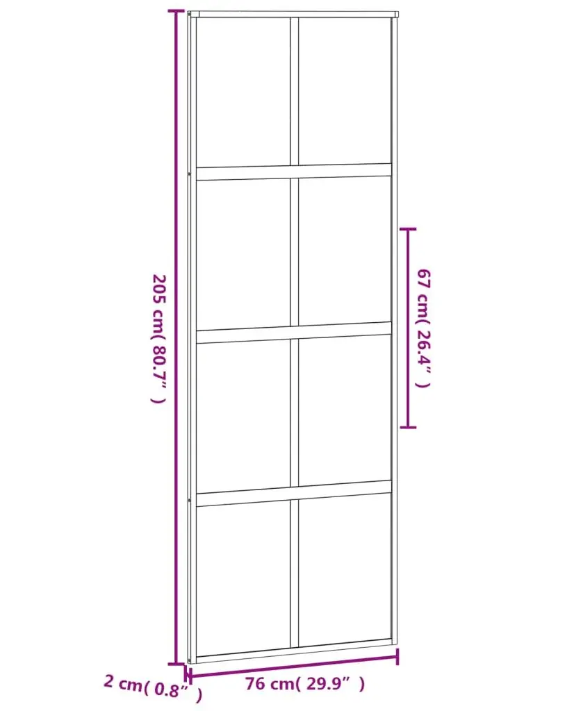 Usa glisanta vidaXL 155222 760 mm (Black/Transparent/Matte)