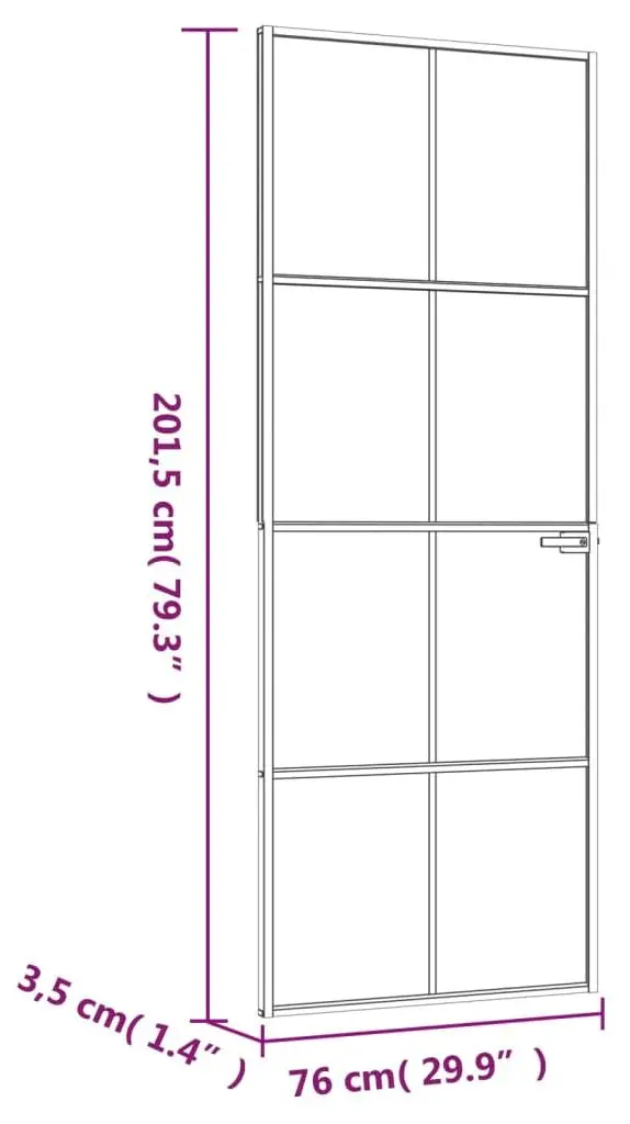 Межкомнатная дверь vidaXL 153662 760mm (Black/Transparent) - 7