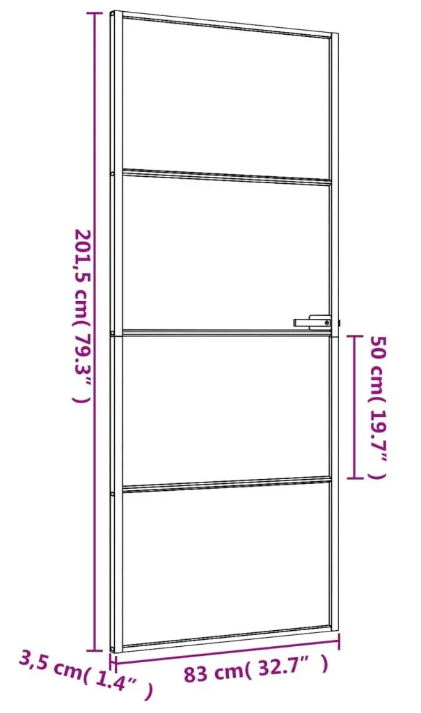 Межкомнатная дверь vidaXL 155119 830mm (Black/Frosted) - 8