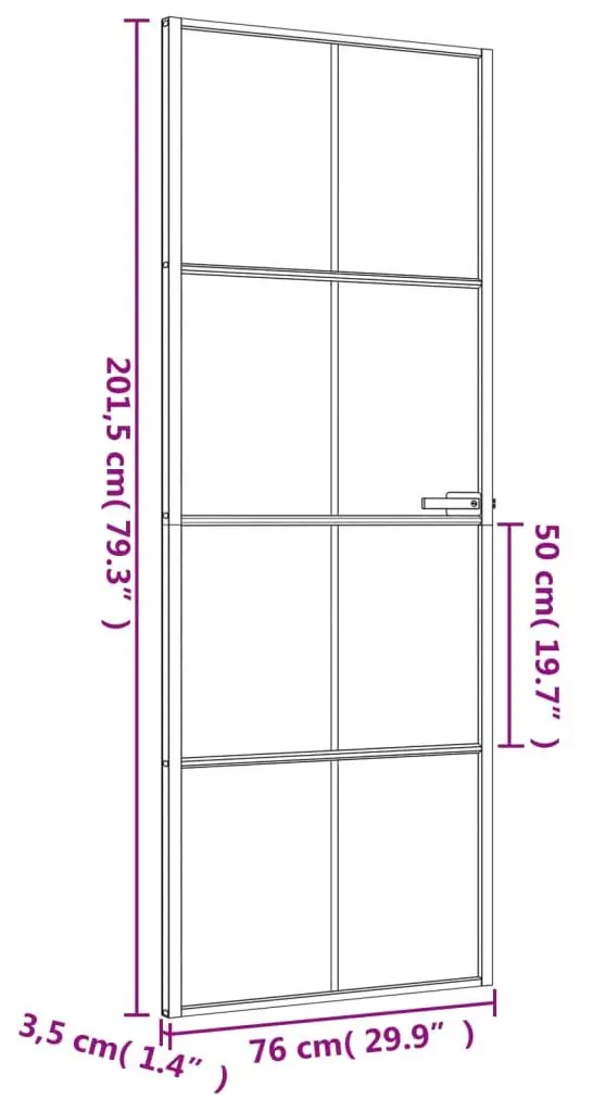 Межкомнатная дверь vidaXL 155124 760mm (Black/Transparent/Matte)