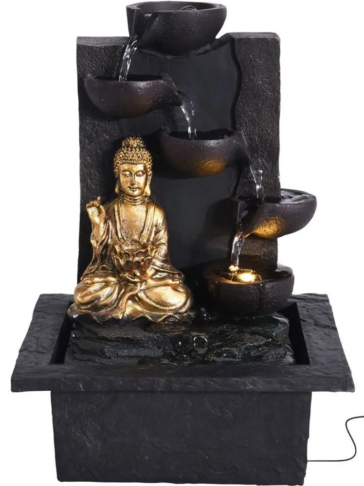 Havuz decorativ cu iluminare Proms Buddha 30х21cm (Black/Gold)