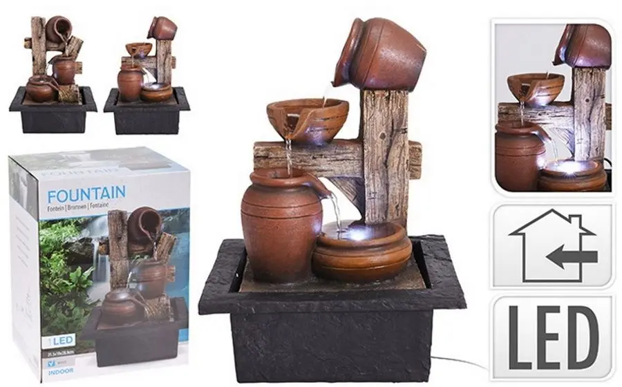 Фонтан декоративный с подсветкой Proms Кувшины 28x21cм (Black/Brown)