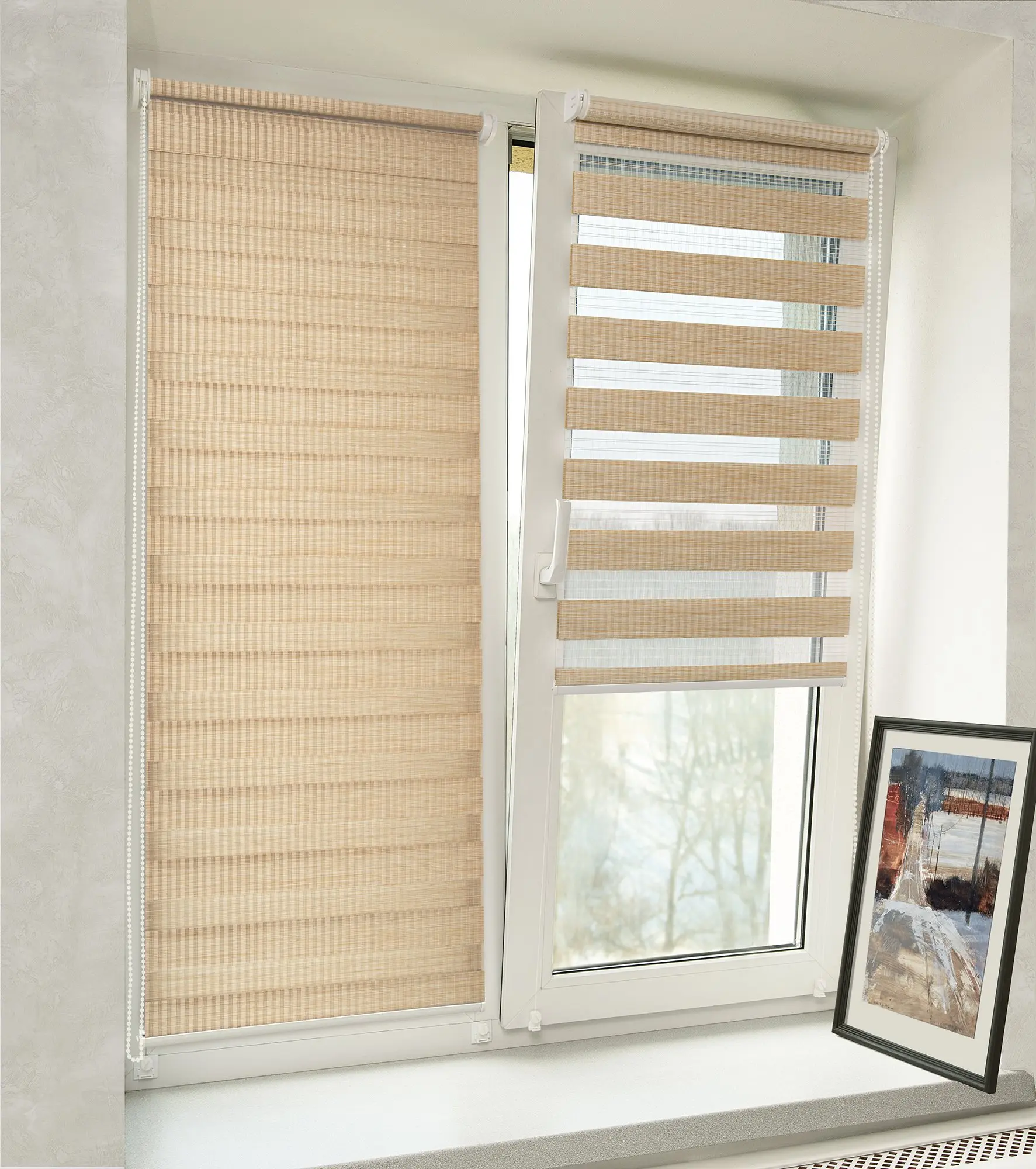 Рулонная штора день-ночь Delfa Mini СРШ-01МК 42903 48х160cm (Golden Sand) - 4