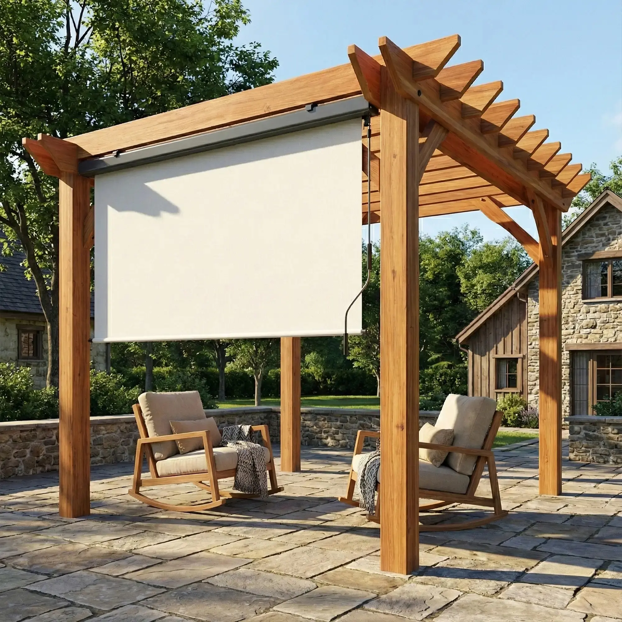 Рулонная штора наружная Outsunny 840-290V00CW (Cream White) - 6
